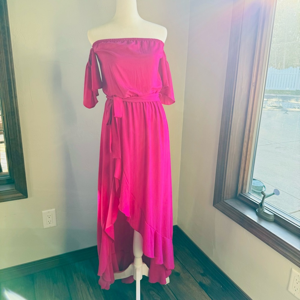 Raspberry Off the Shoulder Maxi -XS